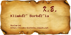 Klimkó Borbála névjegykártya